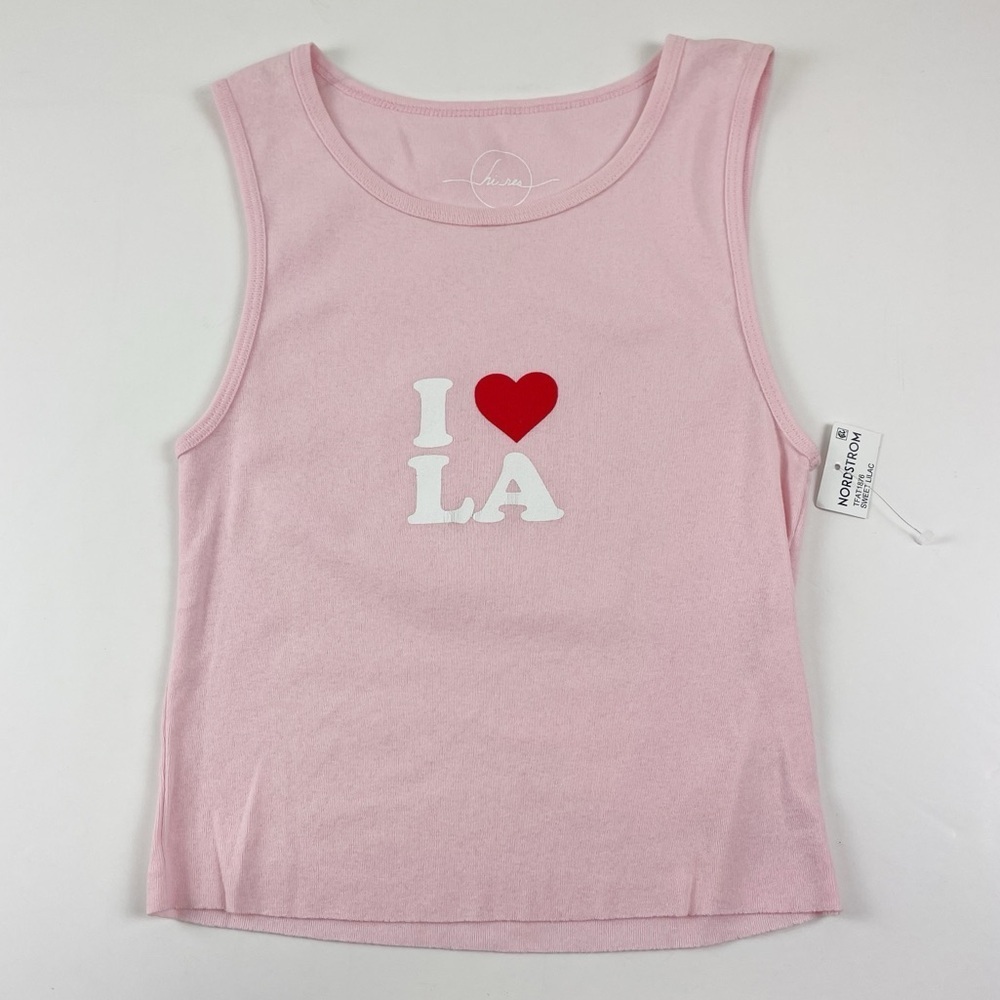 HiRes Tank Top Juniors XS Pink Sleeveless I Heart Love LA Cotton NWT NEW